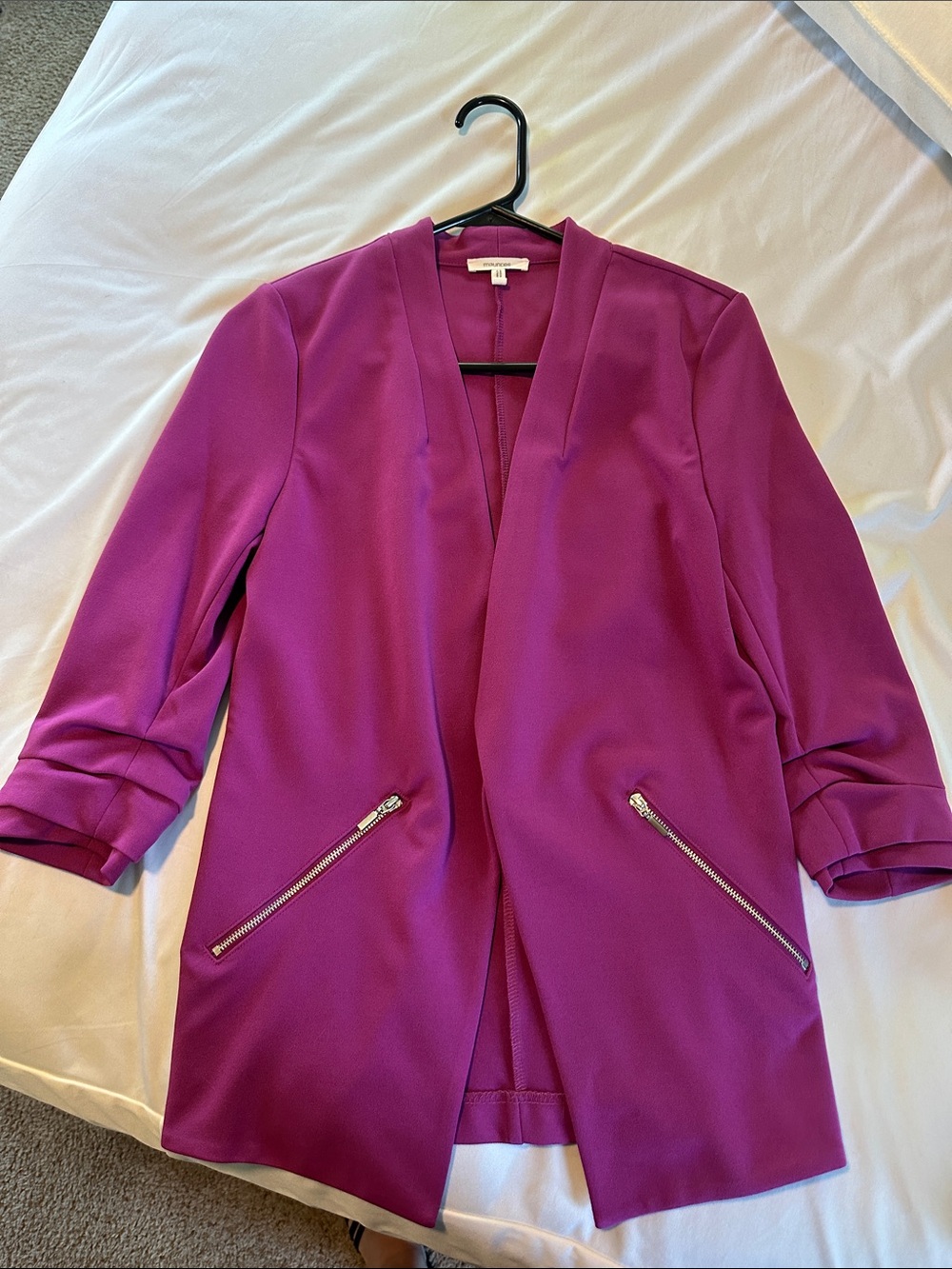 Women's Open-Front Magenta Blazer Jacket